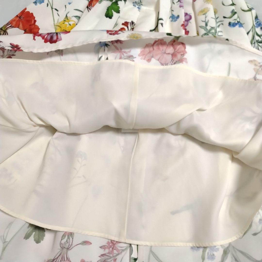 ✨美品✨ ANAYI　ボタニカル プリント タック スカート size34 白