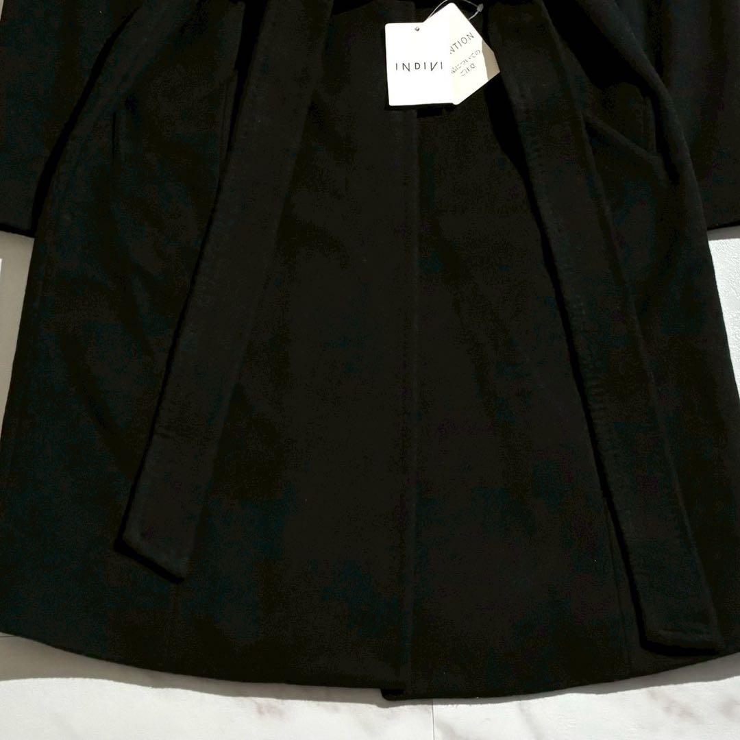 【未使用•タグ付き✨】INDIVI カシミヤ混 スタンドカラーコート ベルト 黒