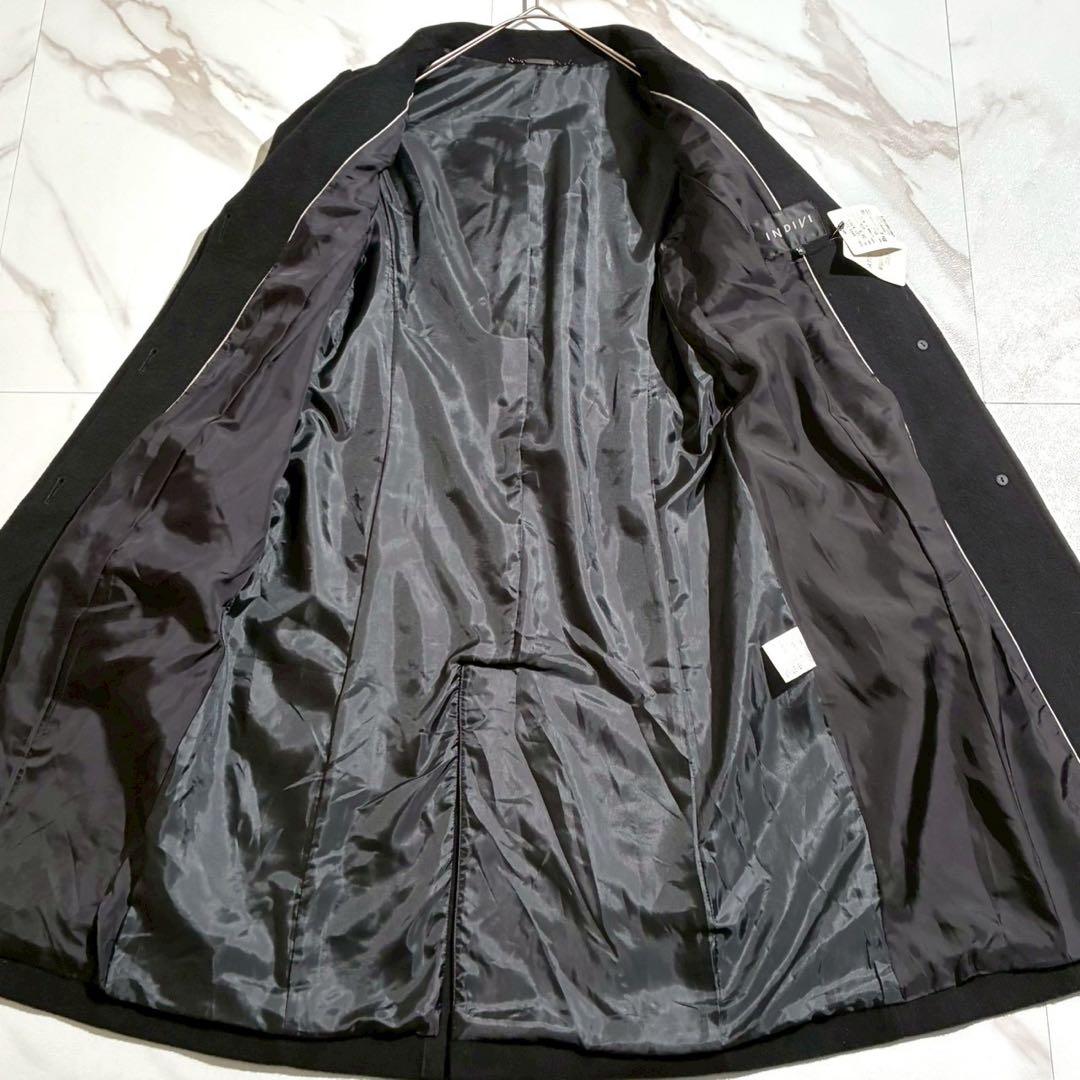 【未使用•タグ付き✨】INDIVI カシミヤ混 スタンドカラーコート ベルト 黒