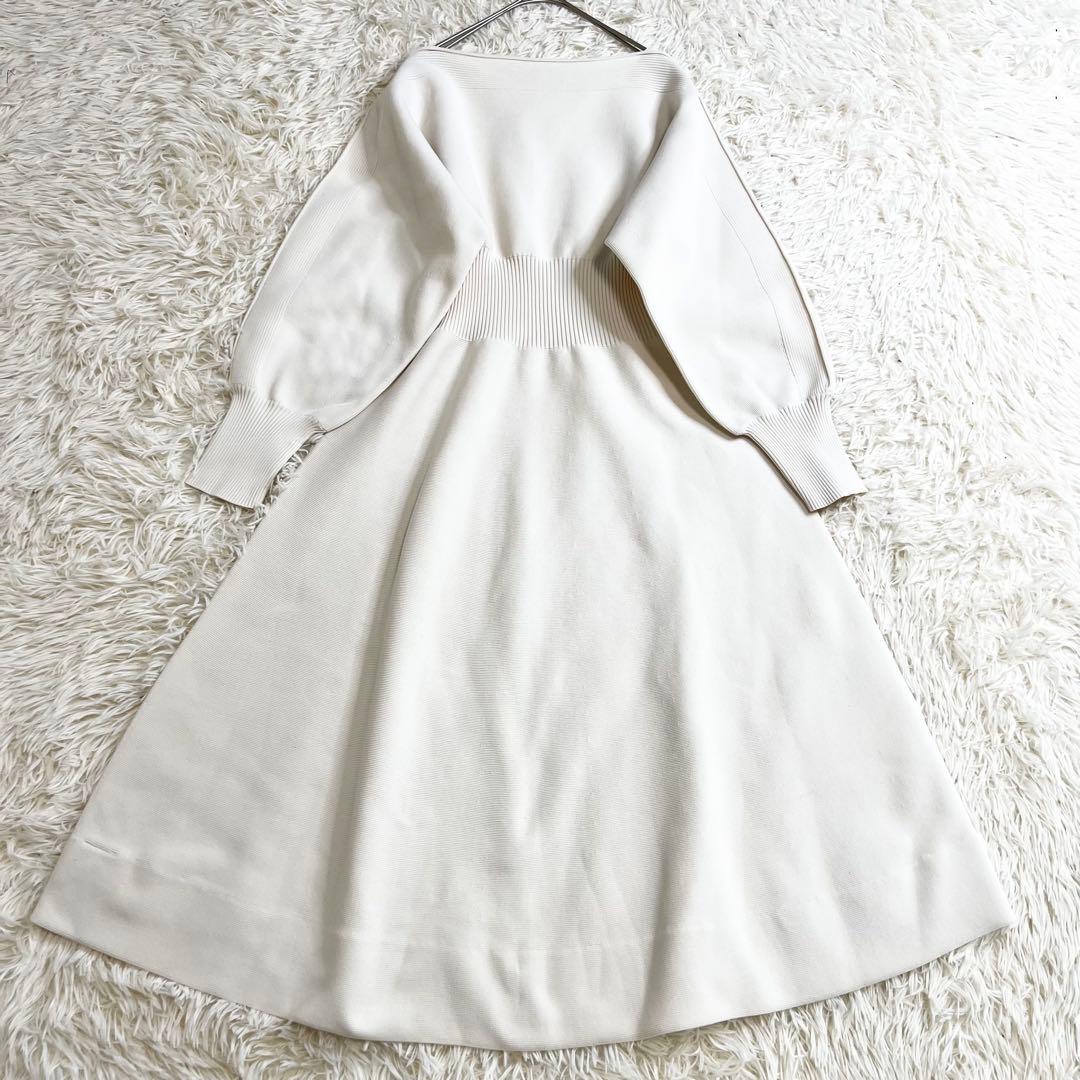 美品✨セルフォード ホールガーメントニットワンピース 長袖 アイボリー 36
