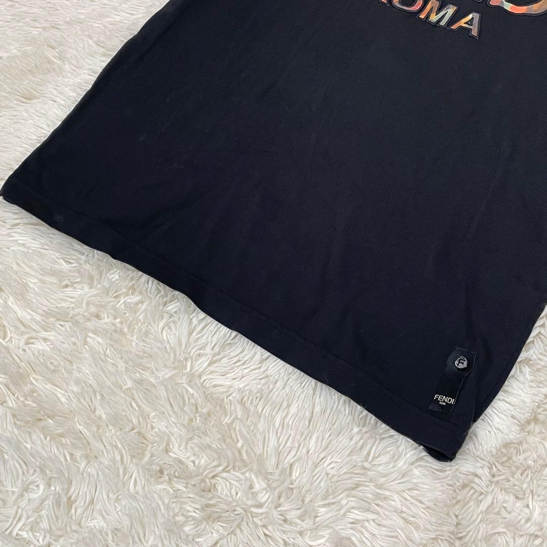美品 フェンディ ロゴ 半袖 Tシャツ コットン100% 黒 XS レディース