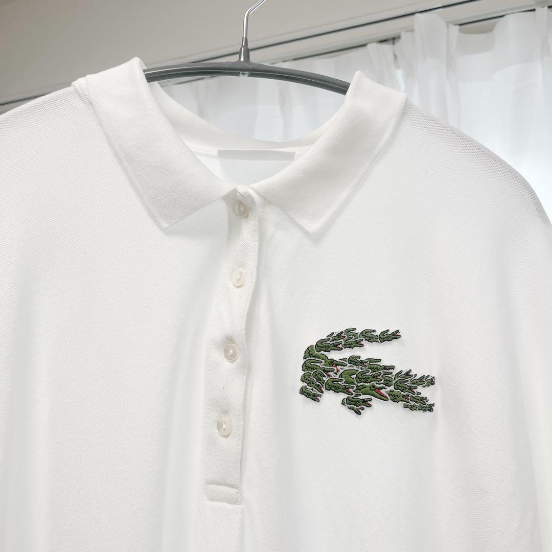 美品 レア LACOSTE ポロシャツ デカワニ ホワイト クロコマジックL