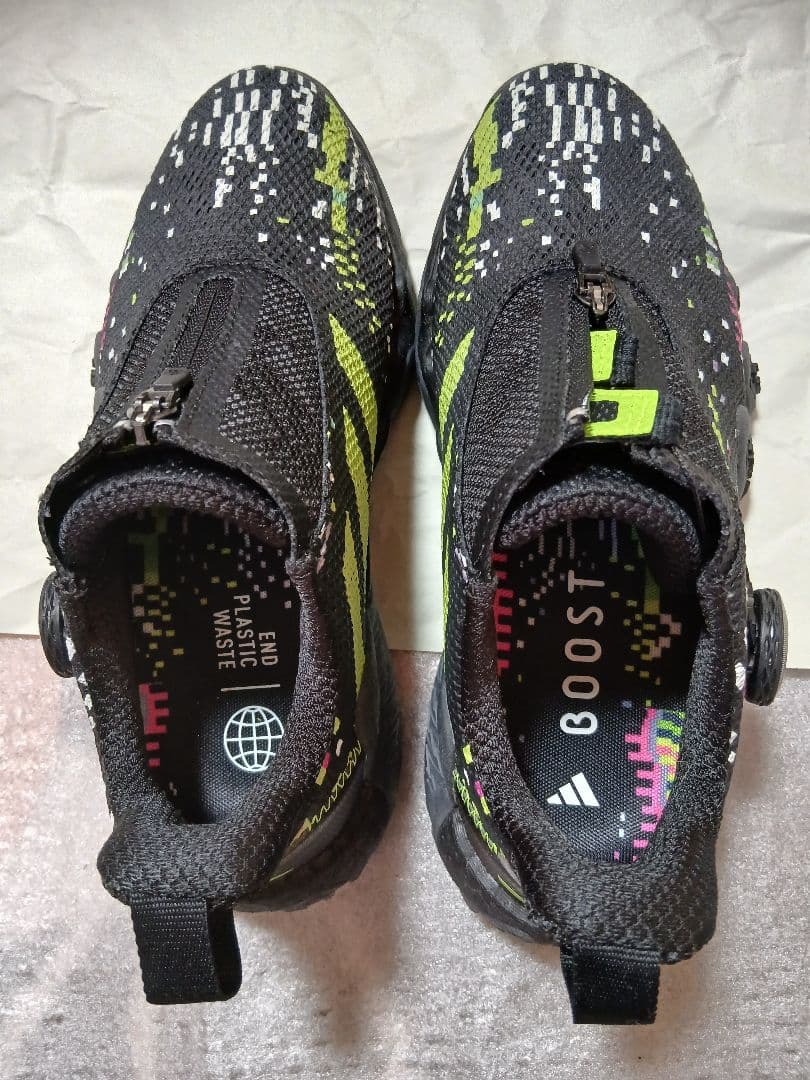 アディダス レディースゴルフシューズ ブラック/グリーンBOOSTサイズ23cm