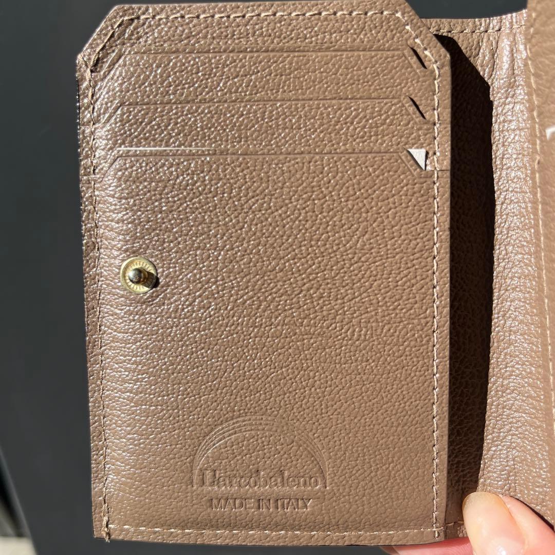 【限定品】ラルコバレーノクロコスマートミニウォレットWHITE*BROWN