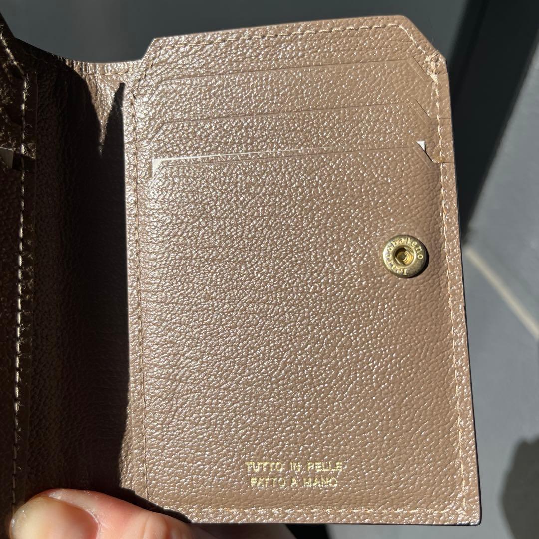 【限定品】ラルコバレーノクロコスマートミニウォレットWHITE*BROWN