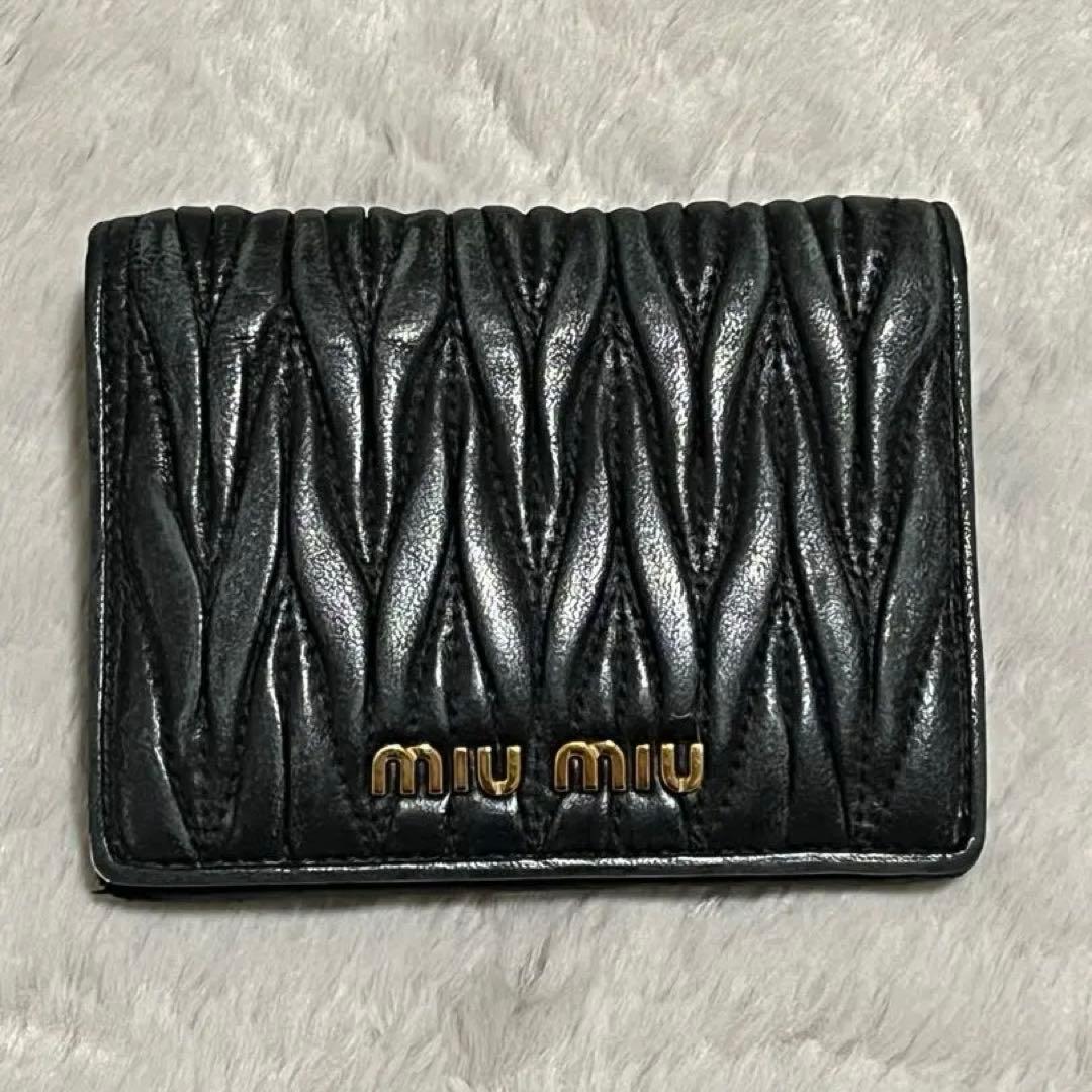 miu miu マテラッセ 三つ折り財布 ブラック RFID 箱・付属品付き