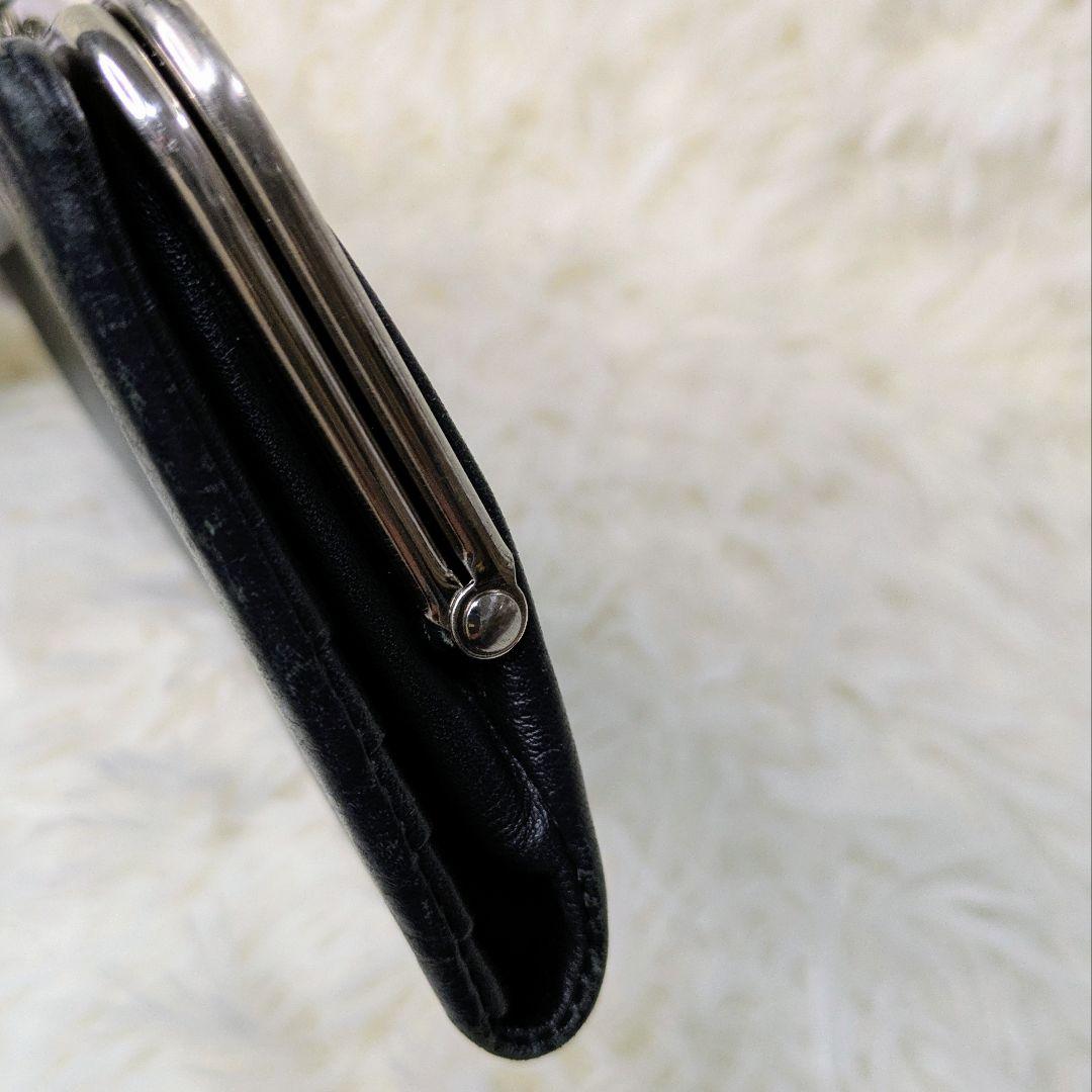 【人気】アニエスベー がま口 二つ折り財布 ロングウォレット 長財布 黒