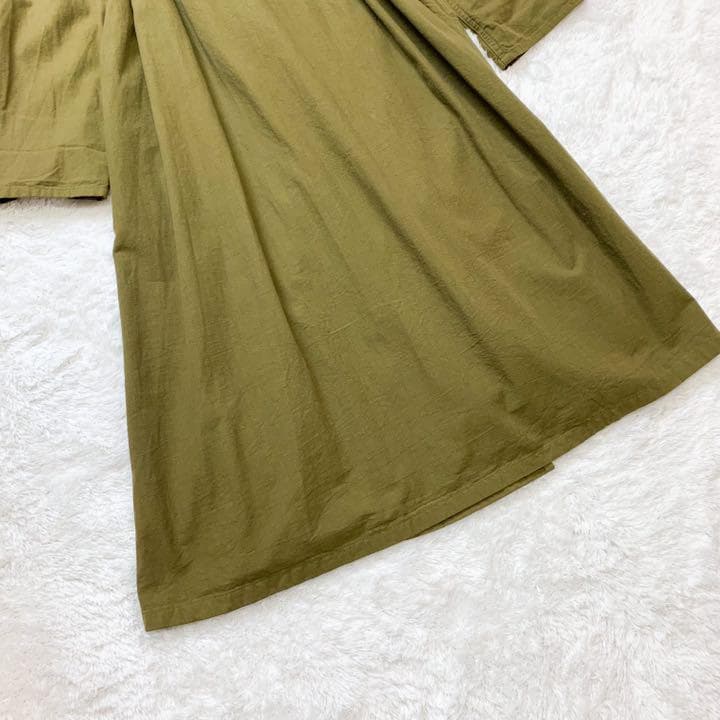 極美品　現行　45R もめん布の後染めコート　トレンチコート　カーキ　XL相当