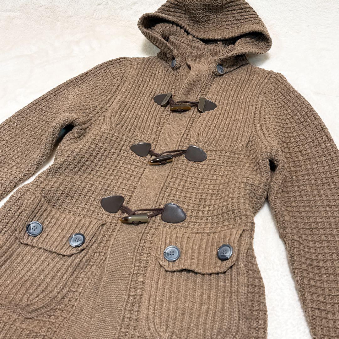 美品✨ バーク Bark ニット ダッフルコート XL ウール 厚手 ブラウン