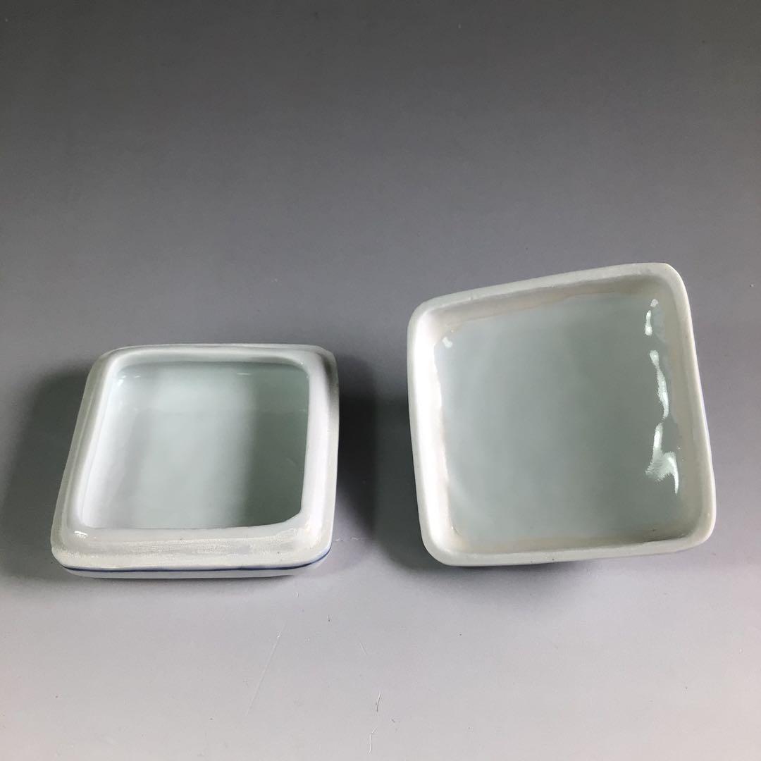 Ｒ３３０　香合　『平安　昭阿弥造』『染付』『隅田川香合』　共箱　茶道具