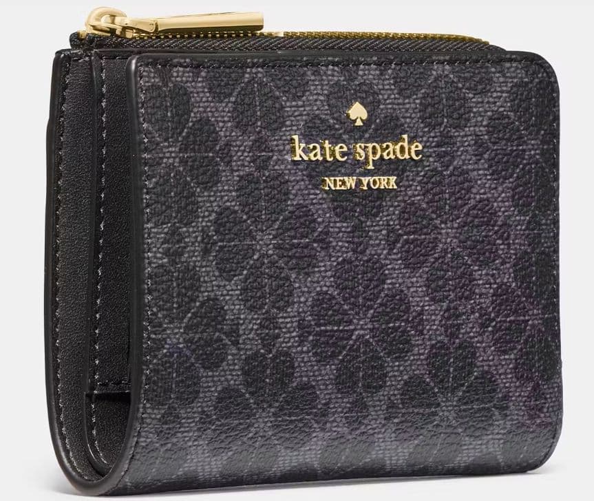 【新品】Kate Spade 2つ折り財布 スペードフラワー ブラック 箱付き