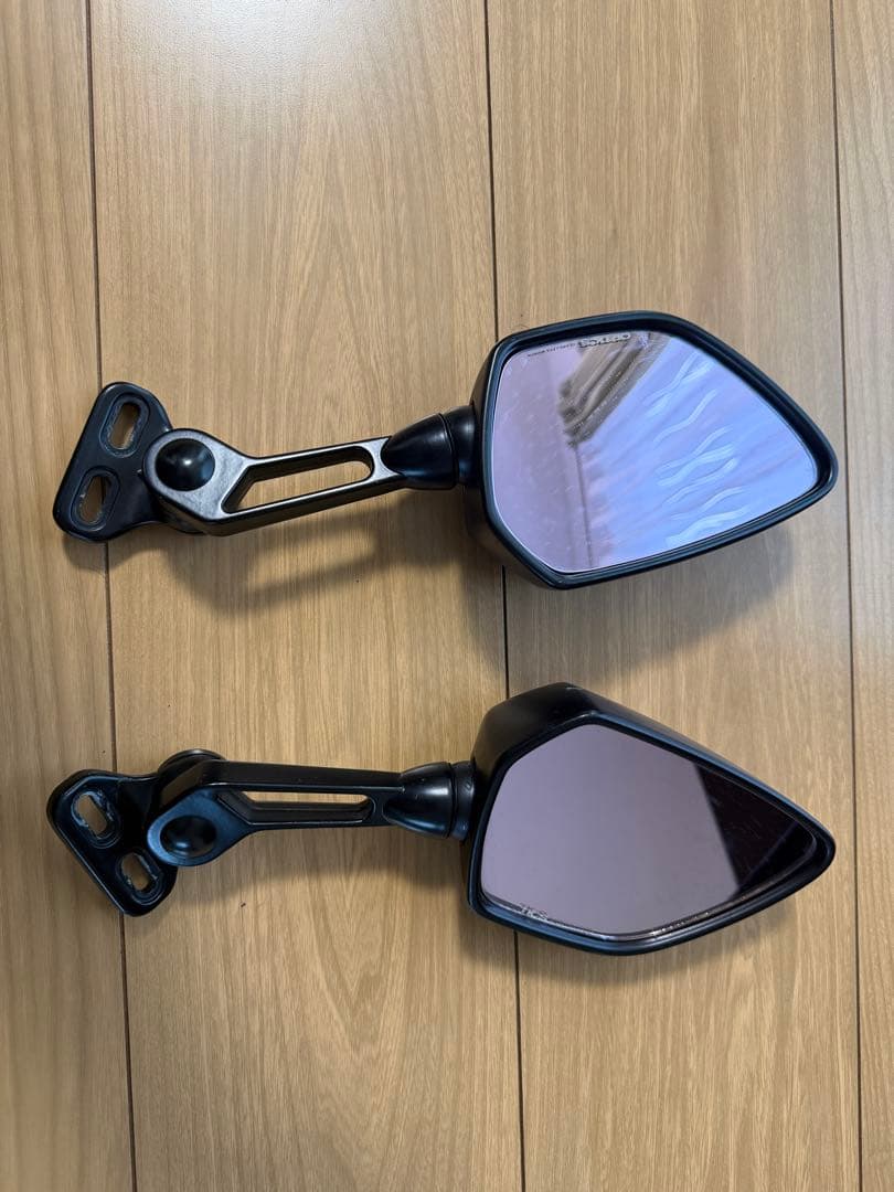 TANAX NAPOREONバイクミラー ブラック 三角形 2個セット