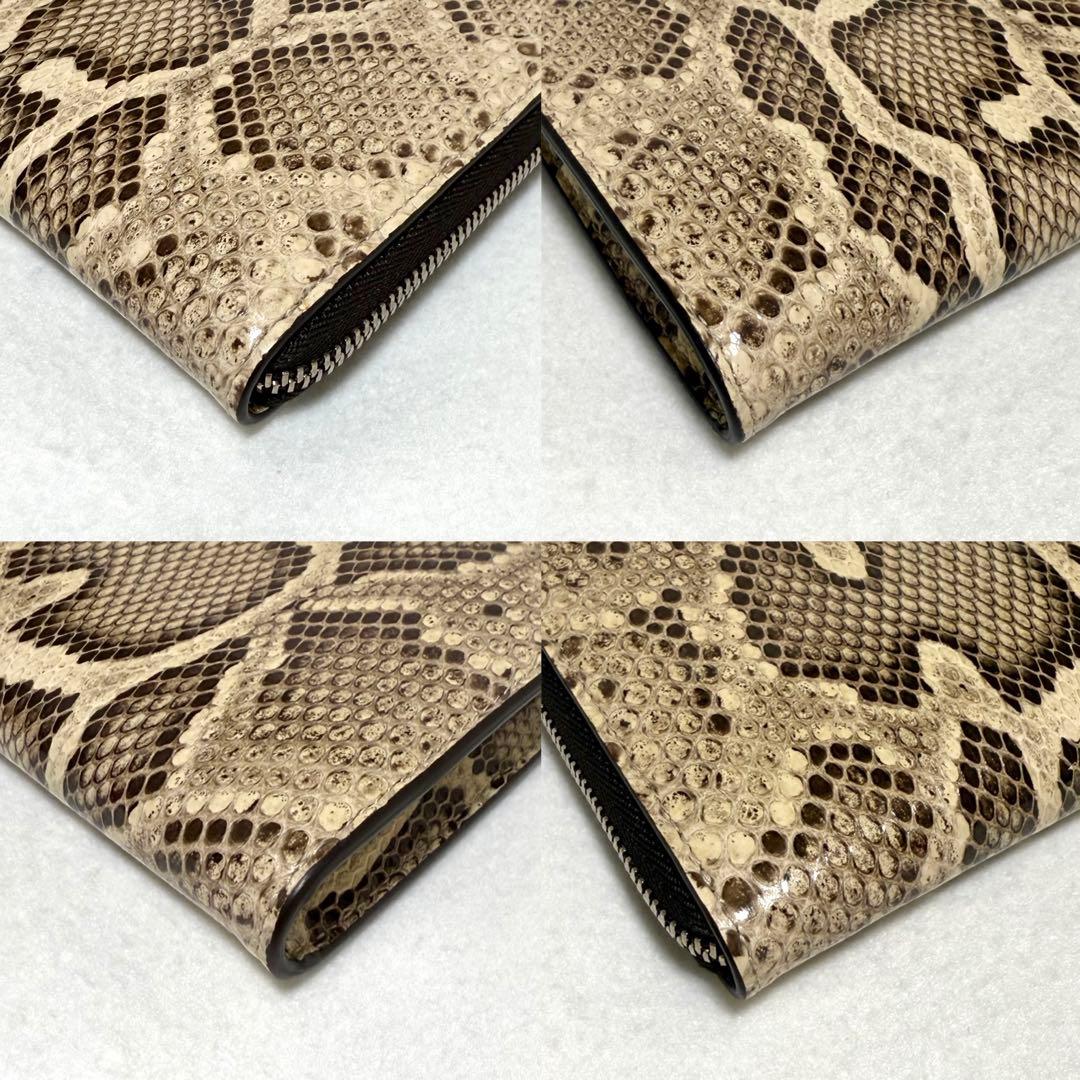 極美品 ドルチェ＆ガッバーナ パイソン 二つ折り財布 L字ファスナー