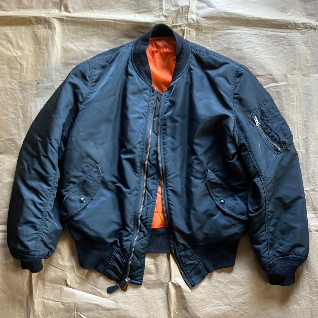 90s USA製 ALPHA MA-1 黒 TALL L goodenough