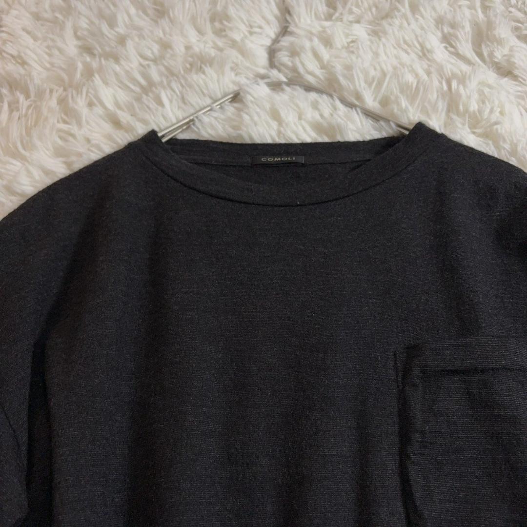 COMOLI 24SS★コモリ ウール天竺 半袖 Tシャツ ブラック 2