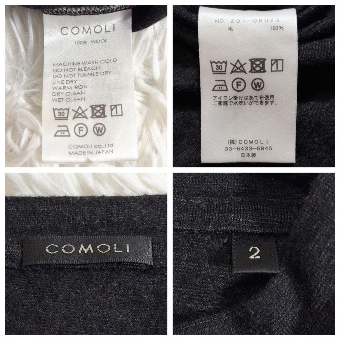 COMOLI 24SS★コモリ ウール天竺 半袖 Tシャツ ブラック 2