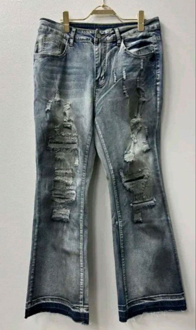 M.U.L MUL エムユーエル ダメージデニムパンツ ストレッチ加工