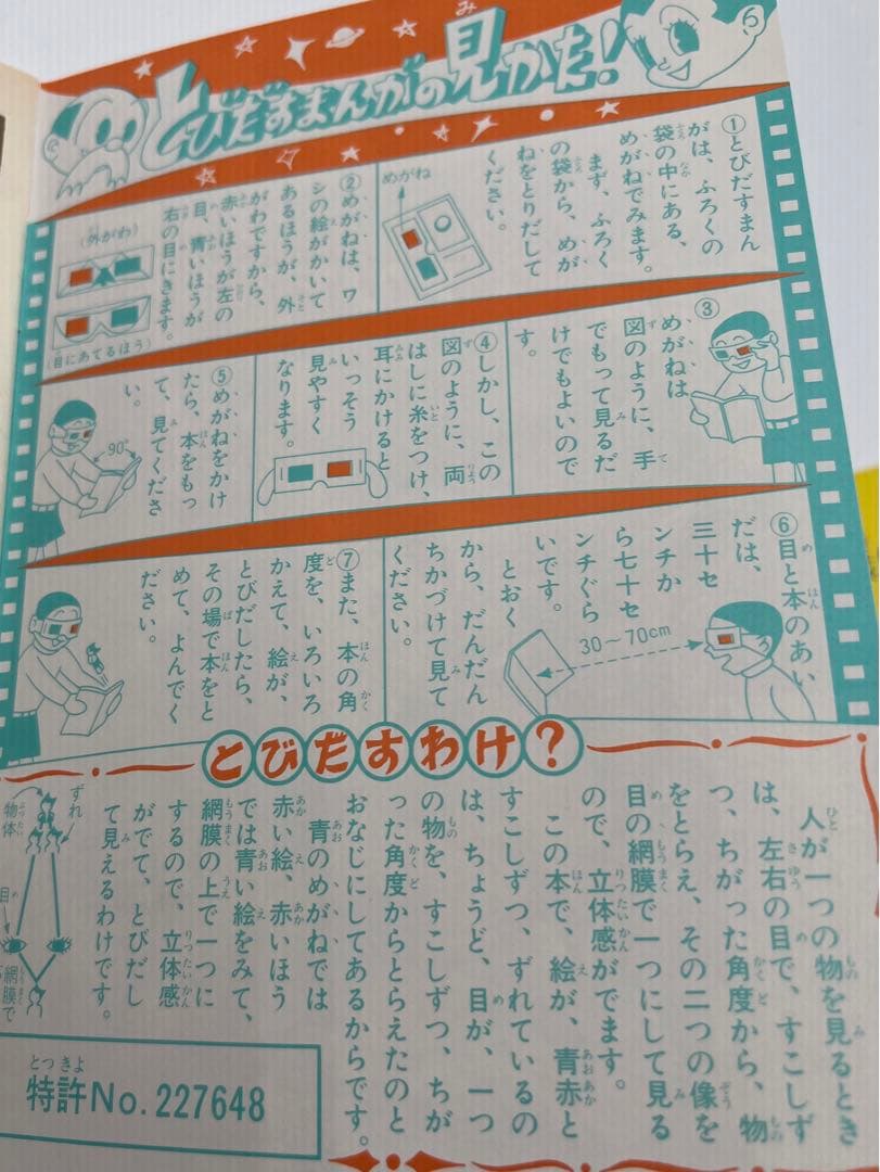 【鉄腕アトム　とびだすまんが　3D】レア希少複製立体メガネ付