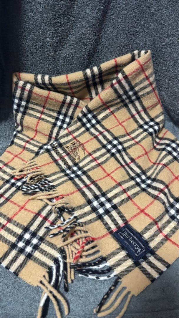Burberrys 旧ロゴノバチェック マフラー 英国製ラムウール100% 美品