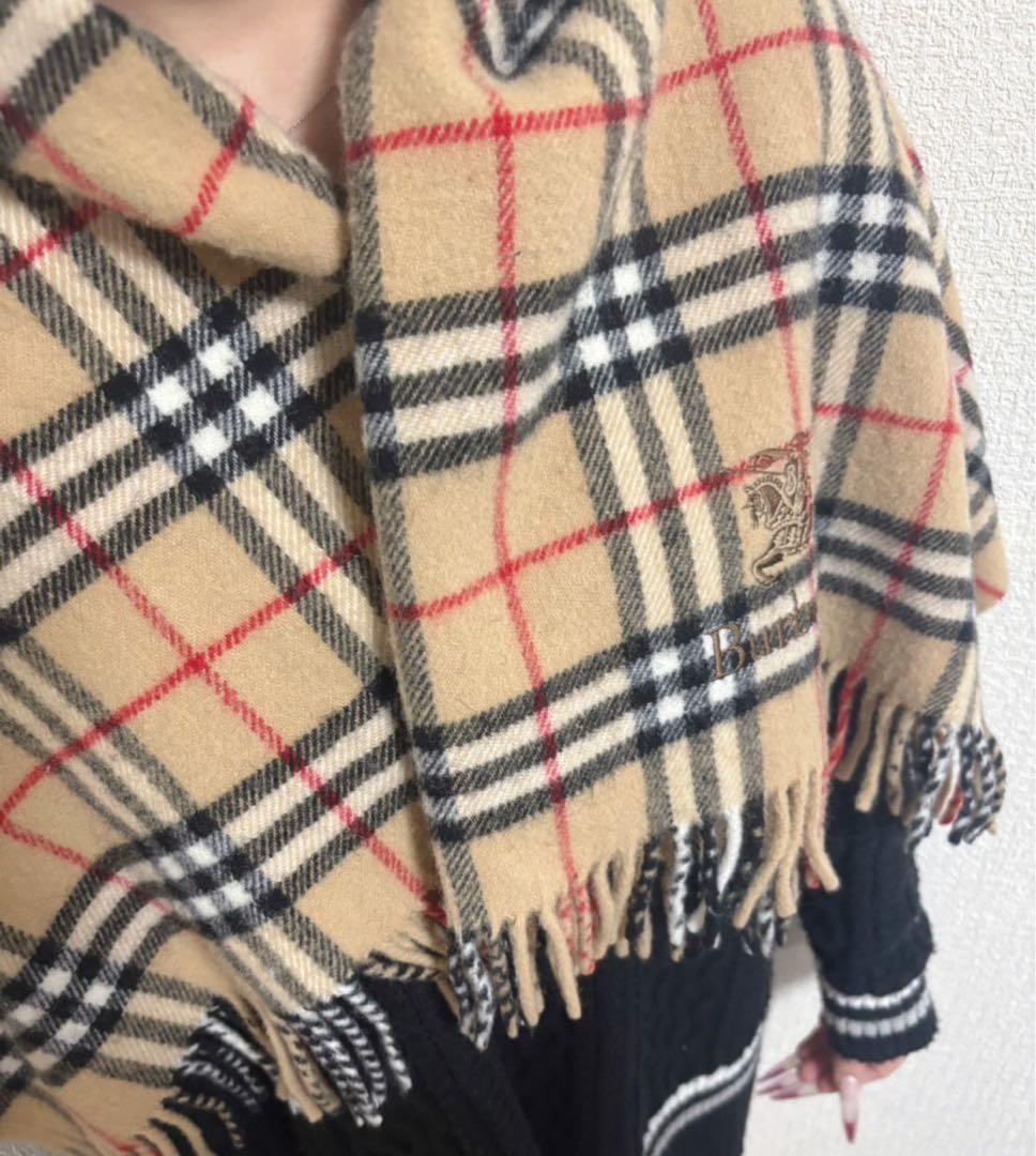 Burberrys 旧ロゴノバチェック マフラー 英国製ラムウール100% 美品