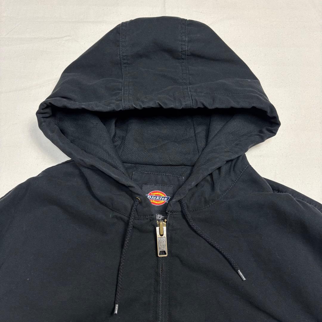Dickies ダックワークパーカー 企業ロゴ刺繍 ブラック 2XL フルジップ