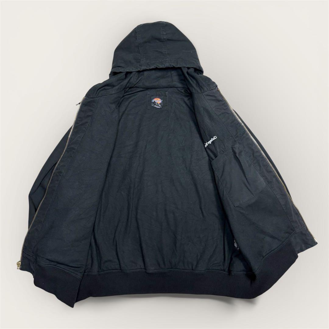 Dickies ダックワークパーカー 企業ロゴ刺繍 ブラック 2XL フルジップ