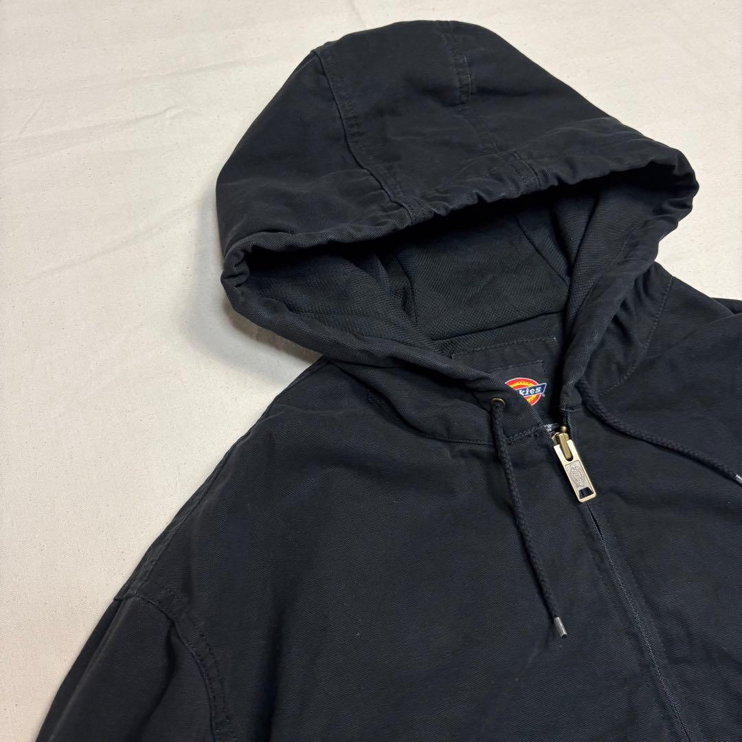 Dickies ダックワークパーカー 企業ロゴ刺繍 ブラック 2XL フルジップ