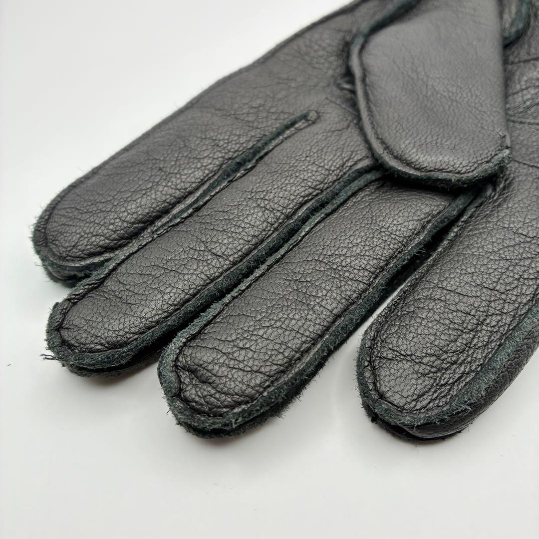 【美品】Barbour ラムレザー手袋 グローブ 羊革 ブラック ファー