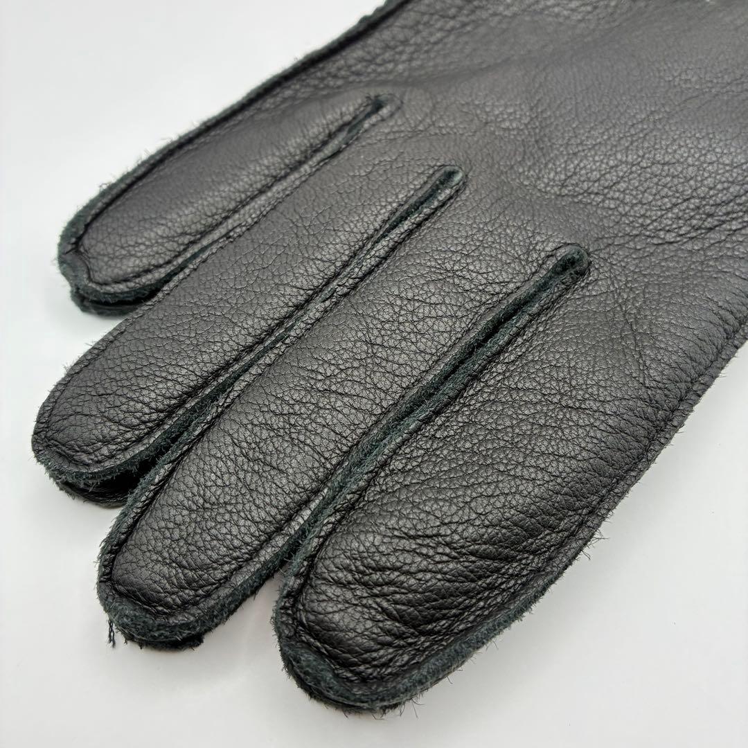 【美品】Barbour ラムレザー手袋 グローブ 羊革 ブラック ファー