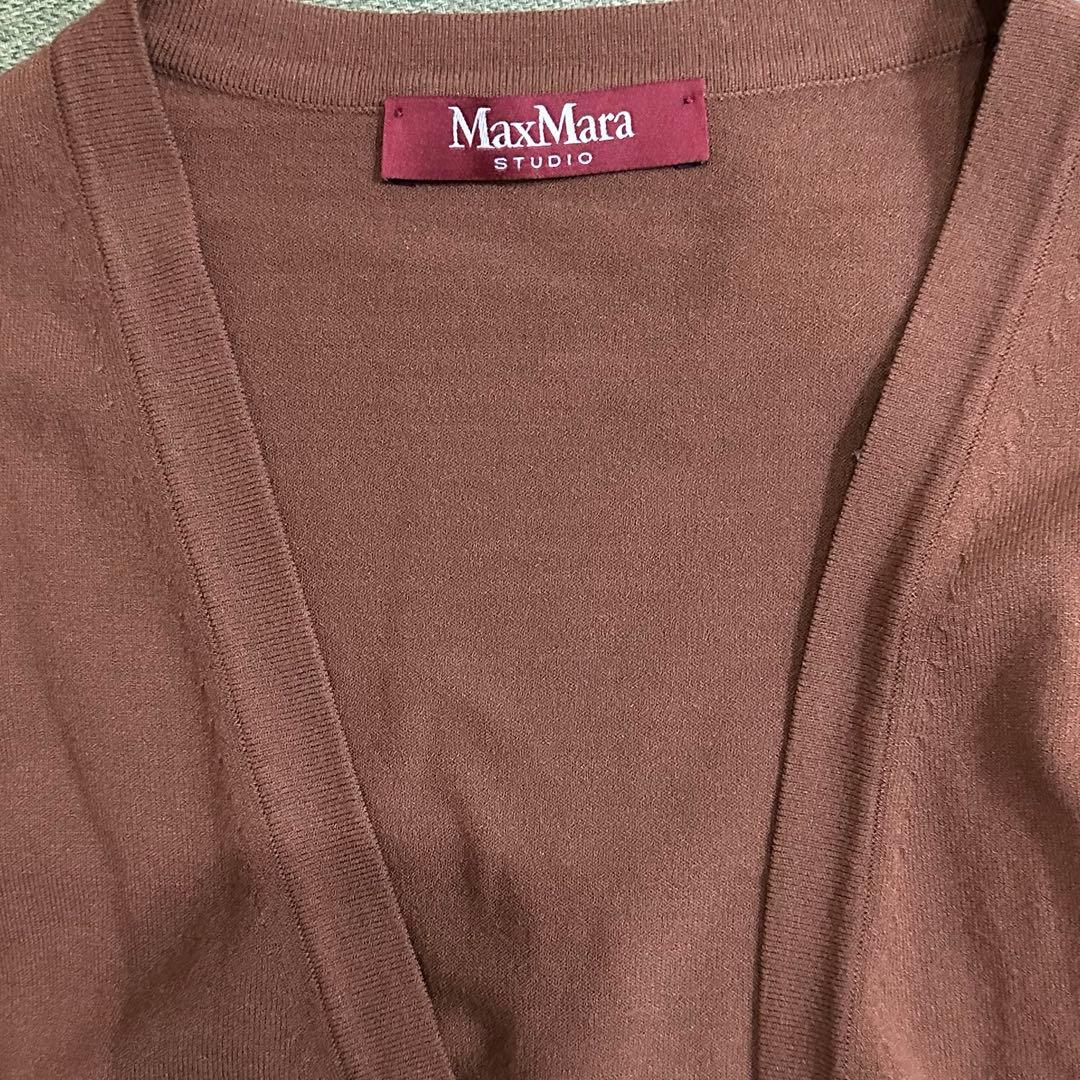 MaxMara STUDIO ロングカーディガン ウエストリボン ニット