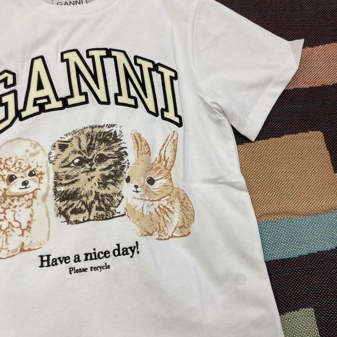 GANNI アニマル プリント Tシャツ ホワイト