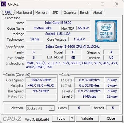intel i5-9600 動作確認済 #01288
