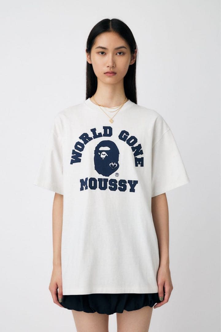 トップス MOUSSY A BATHING APE COLLEGE PATCH TEE