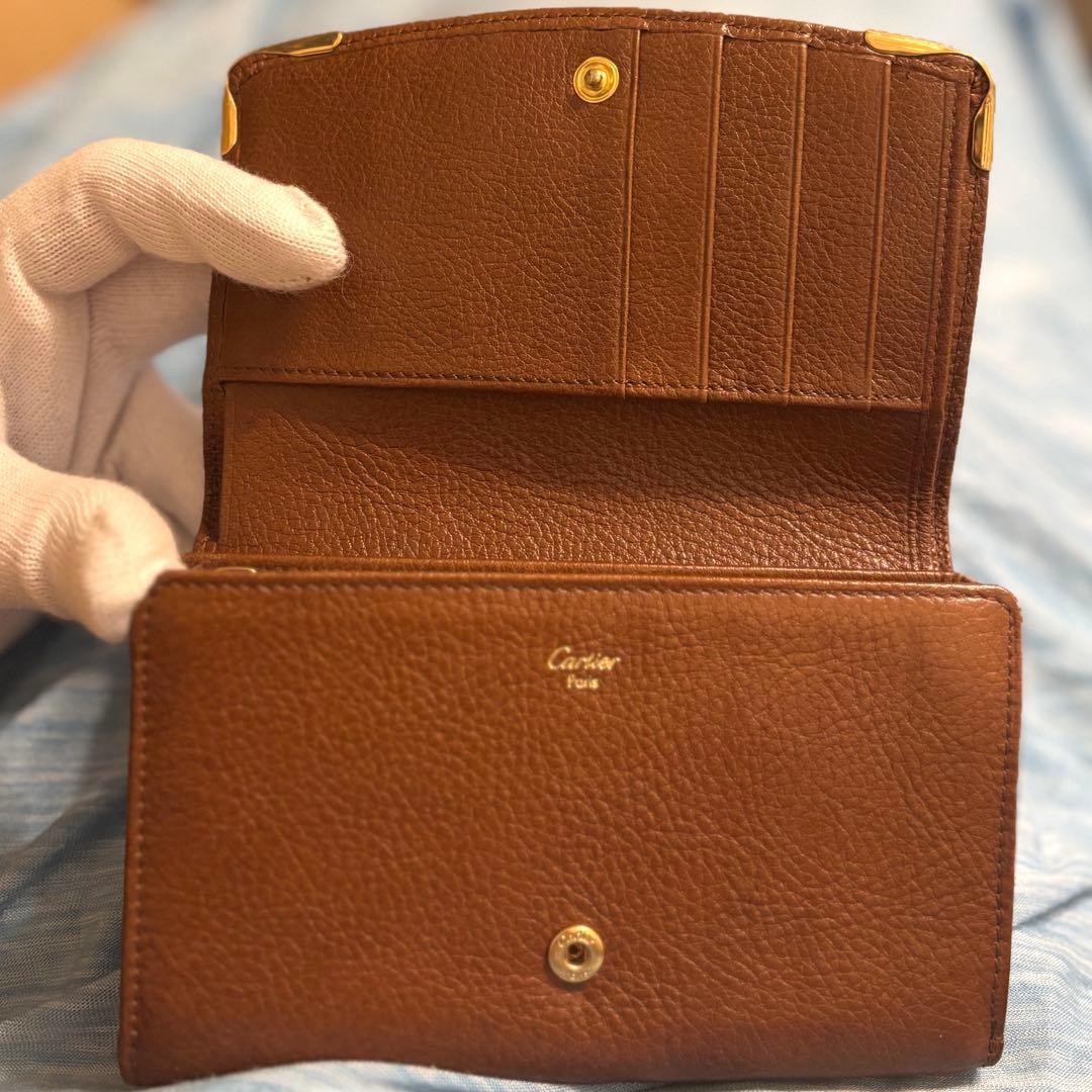 美品！Cartier カルティエ　二つ折り財布　ブラウン　ミニ財布