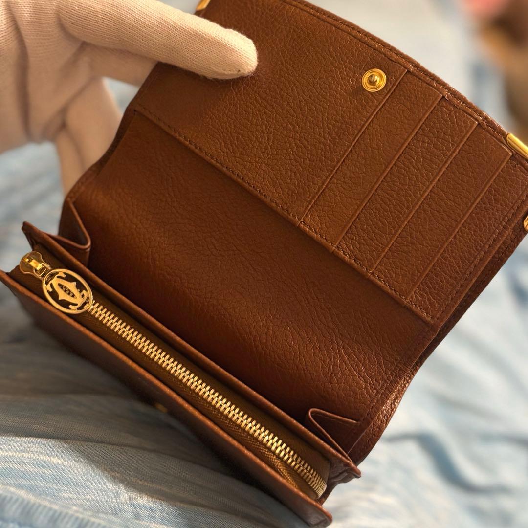 美品！Cartier カルティエ　二つ折り財布　ブラウン　ミニ財布