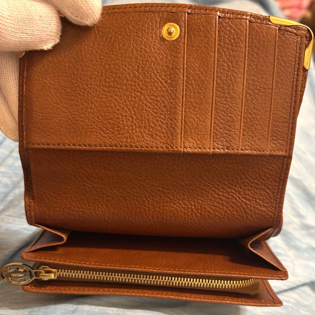 美品！Cartier カルティエ　二つ折り財布　ブラウン　ミニ財布