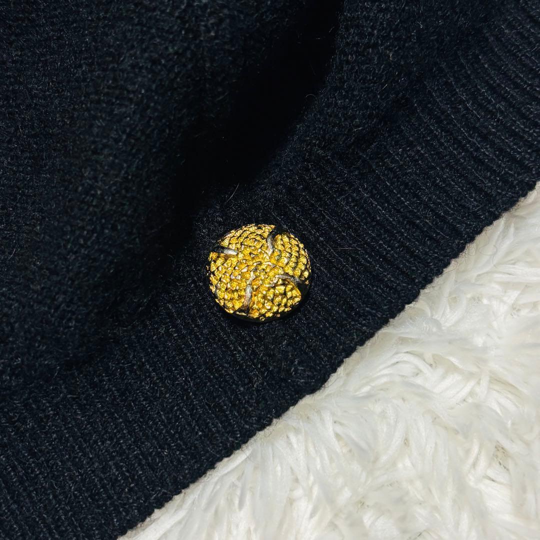 美品 希少 バランタイン カシミヤ 100% カーディガン 黒 42 金ボタン