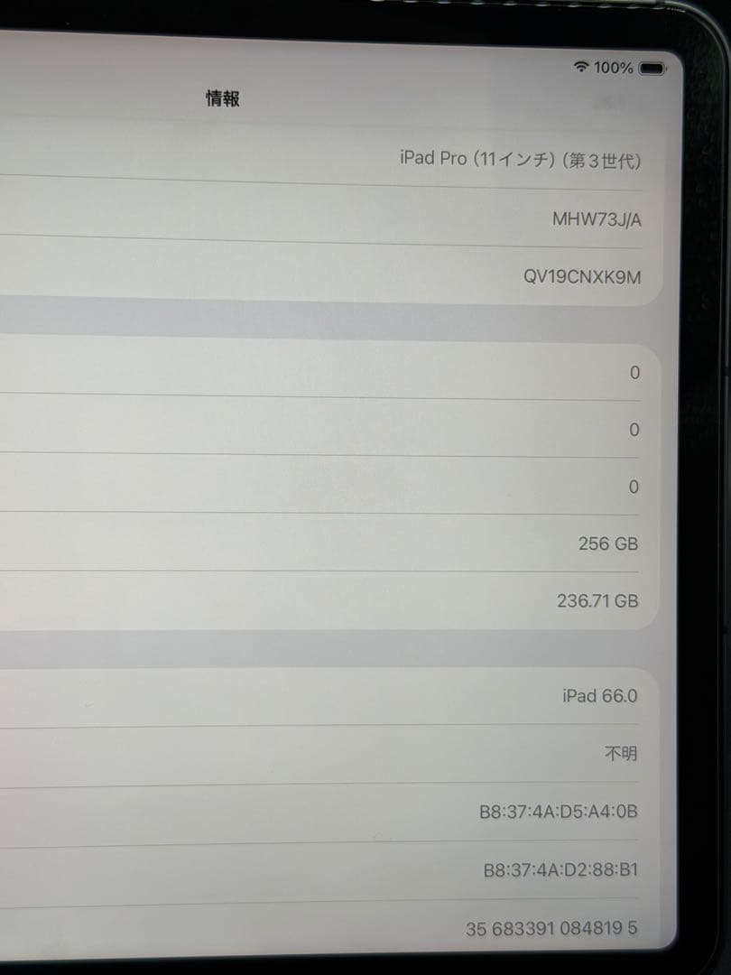 美品88%256GBipad pro 第3世代ペンシルアップルAI純正キーボード