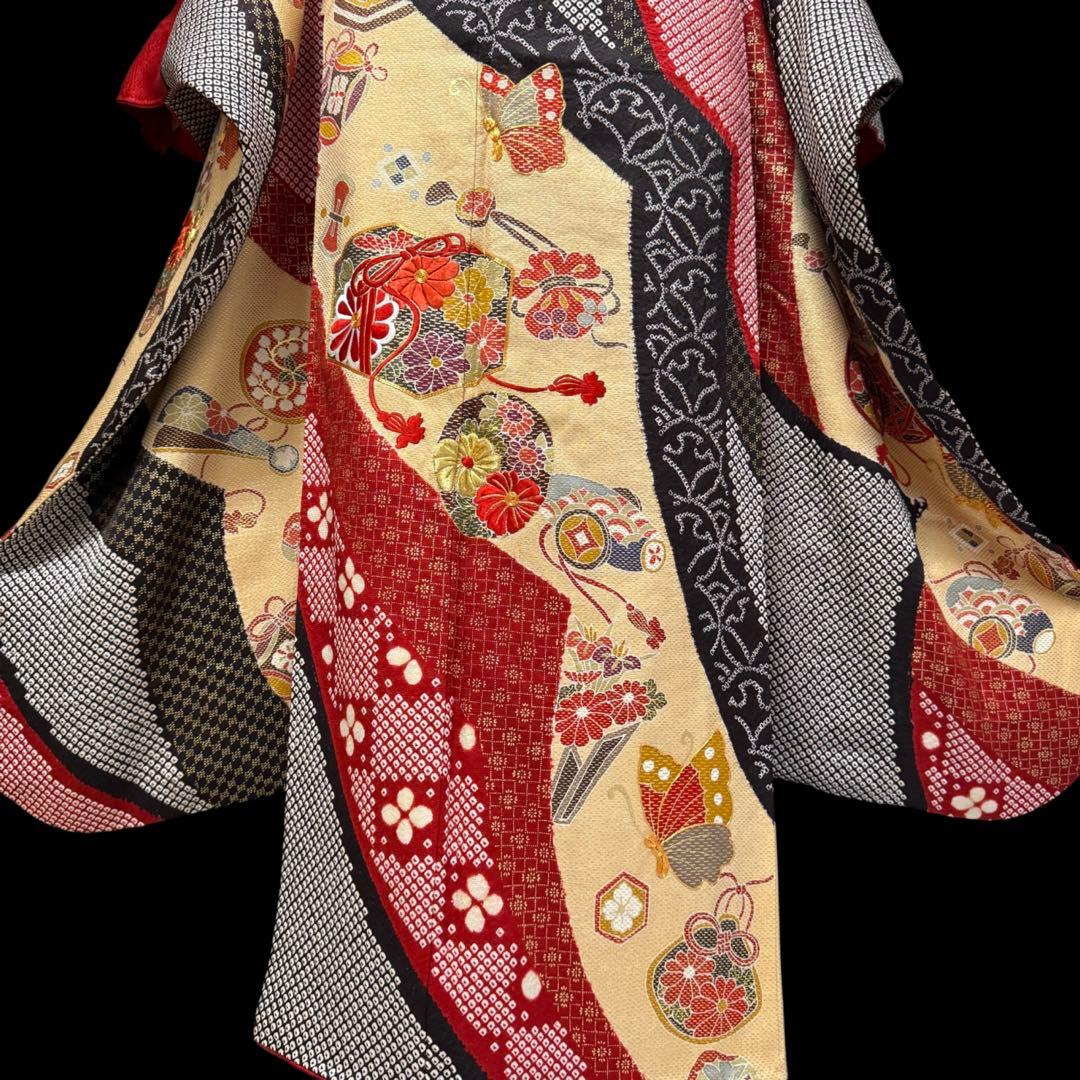 極上　超美品　振袖フルセット　絞り　刺繍　宝尽くし　成人式　151〜166