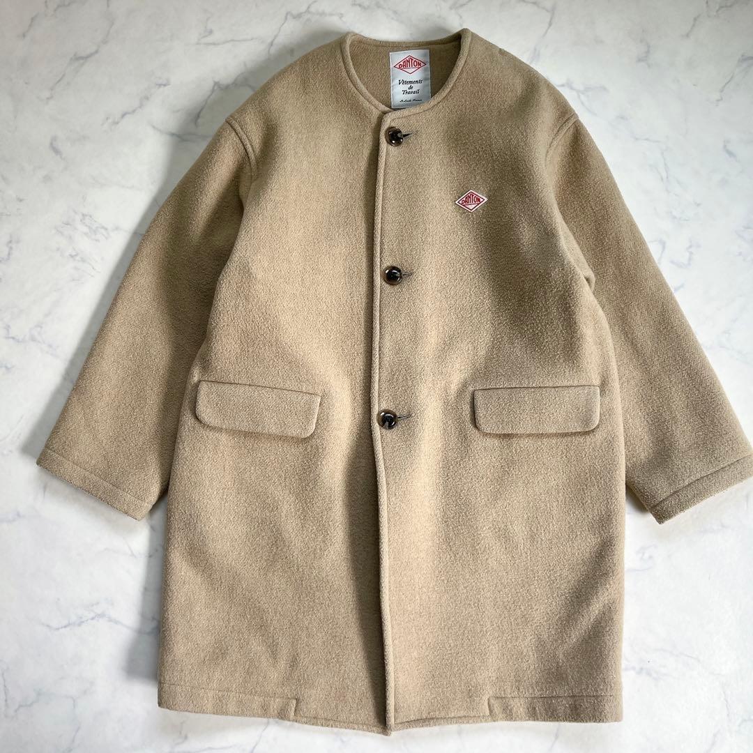 DANTON カラーレス ノーカラーコート ウールライトパール モッサ
