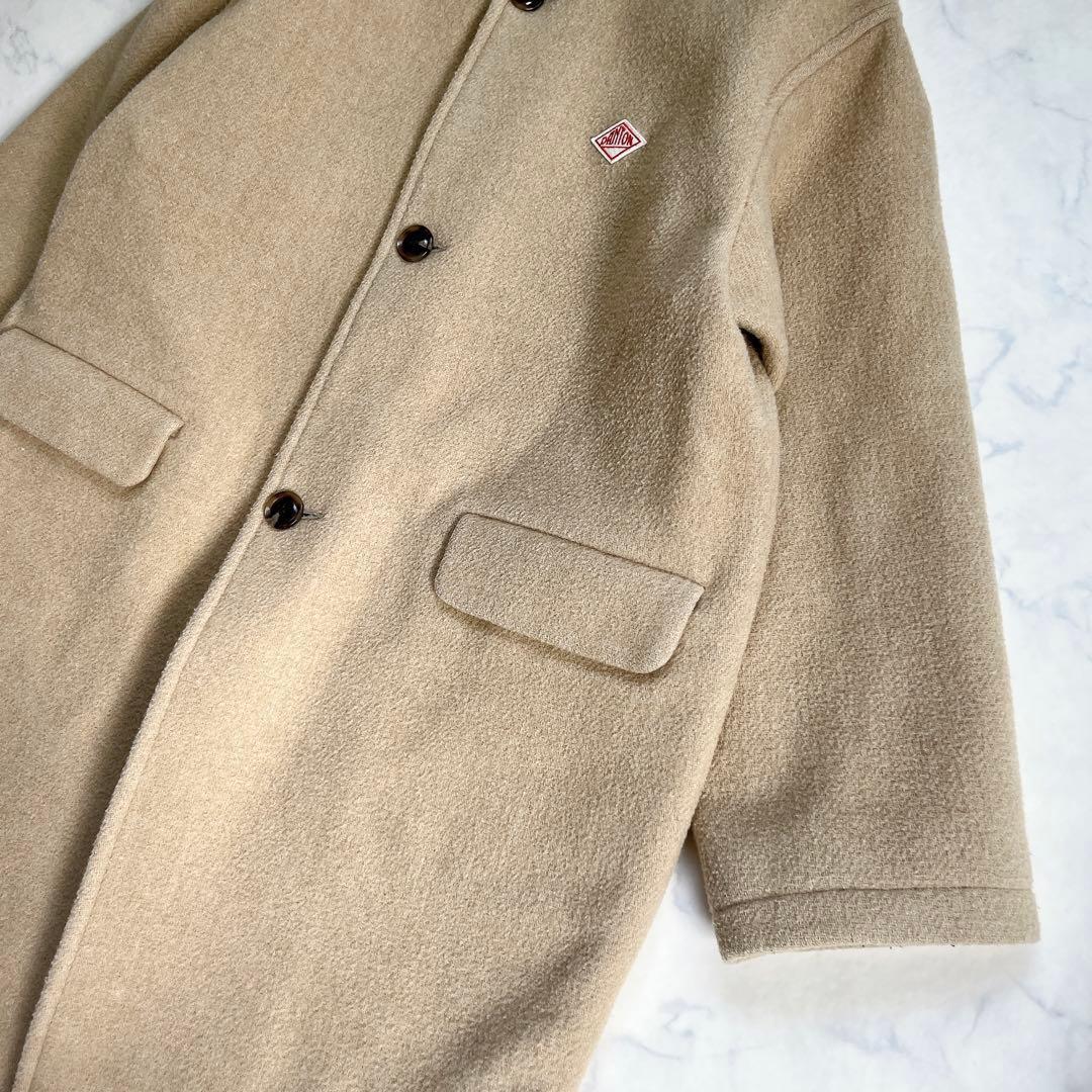 DANTON カラーレス ノーカラーコート ウールライトパール モッサ