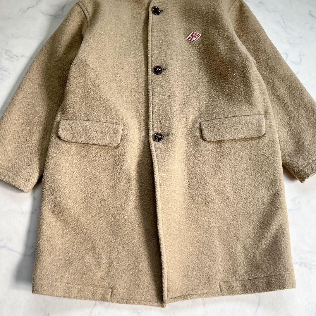 DANTON カラーレス ノーカラーコート ウールライトパール モッサ
