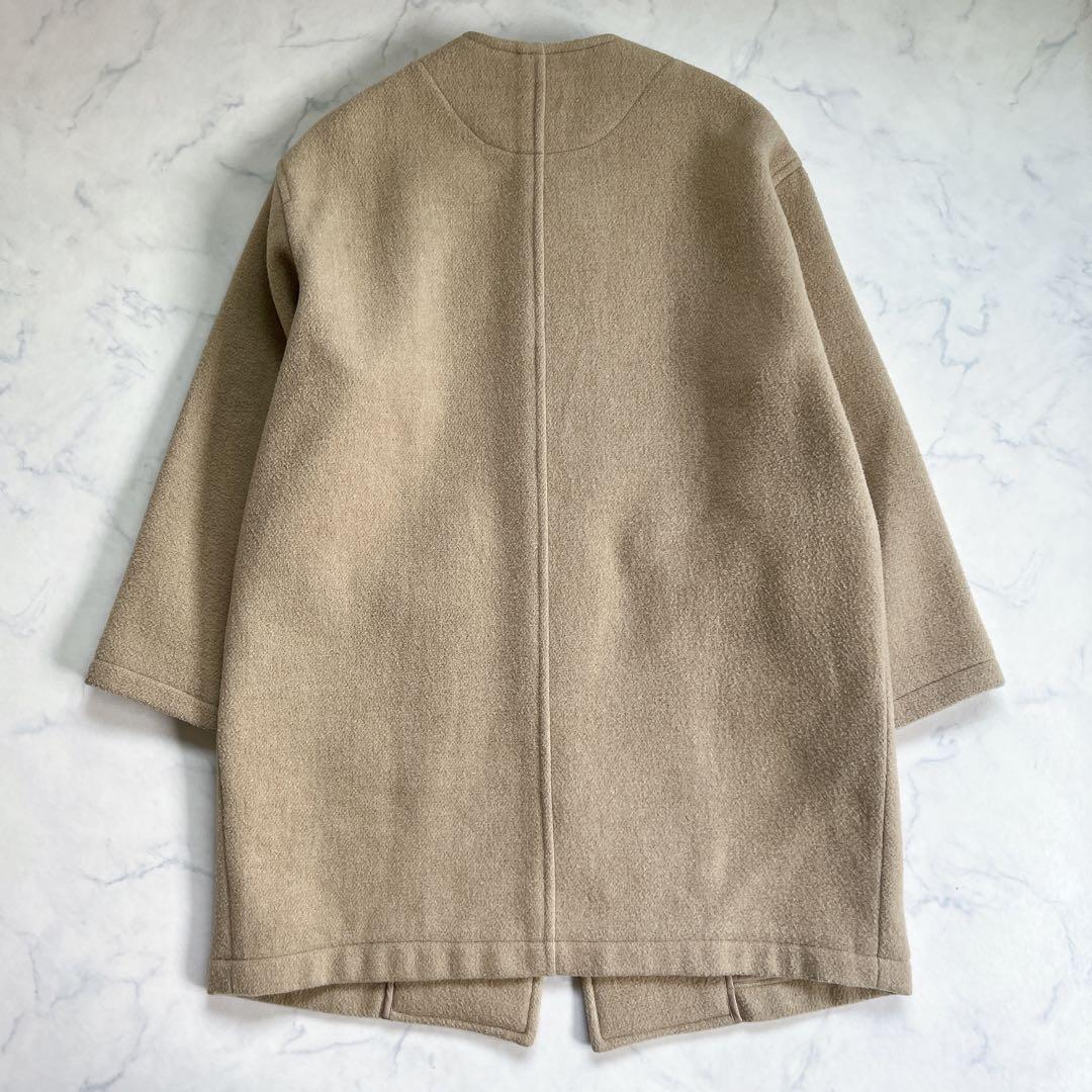 DANTON カラーレス ノーカラーコート ウールライトパール モッサ