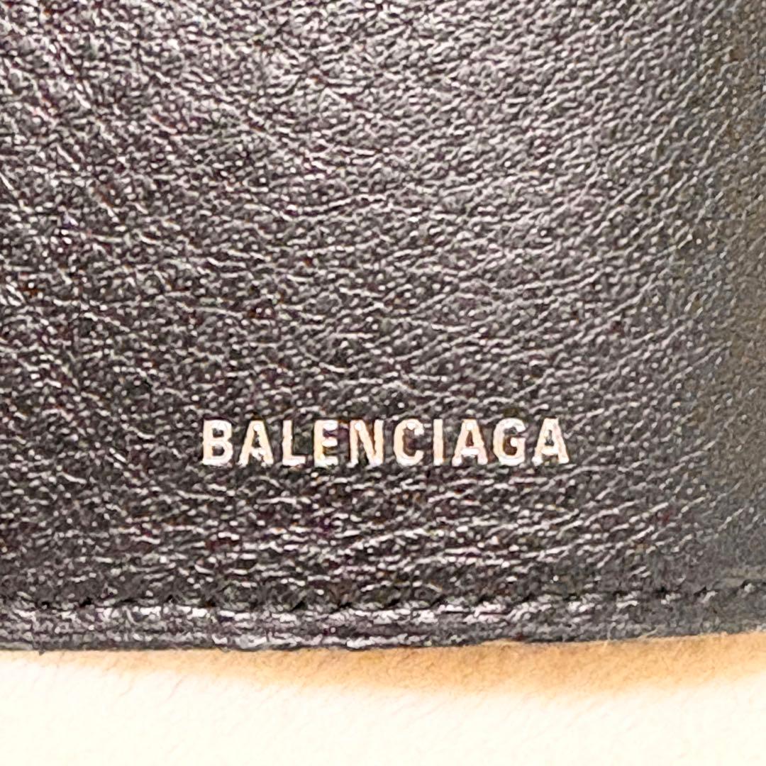 BALENCIAGA ペーパーミニウォレット 三つ折りレザー ブラック