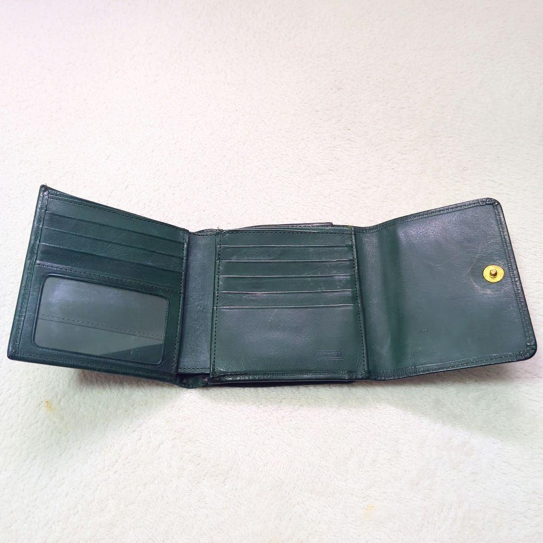 【OLD COACH オールドコーチ】レア がま口 三つ折り財布 グリーン 緑