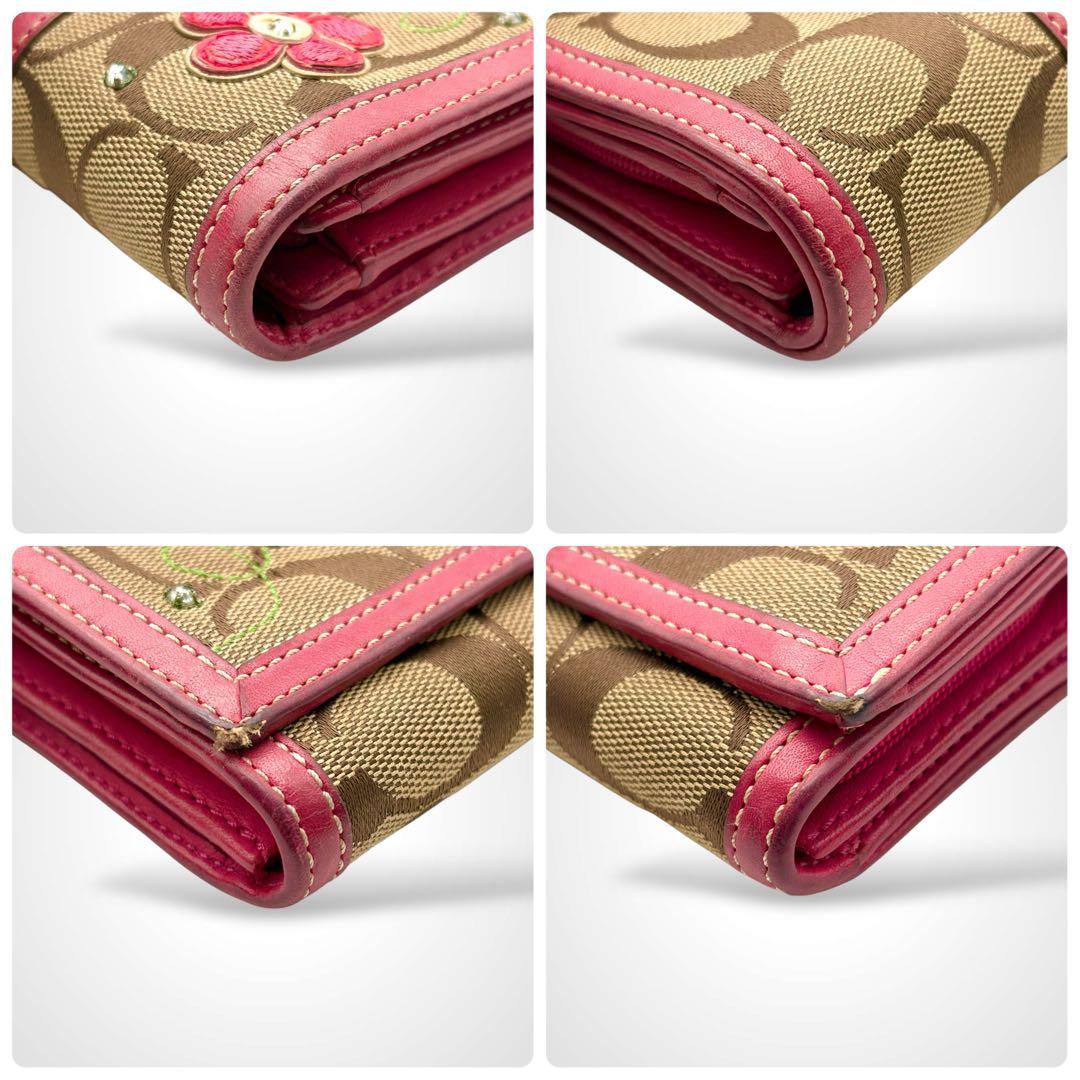 小物 Vintage Coach Compact Wallet Flower Pink
