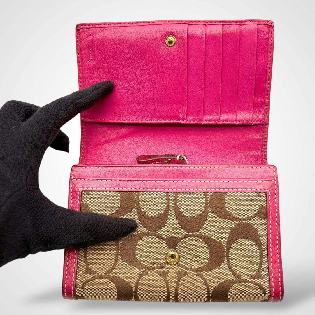 小物 Vintage Coach Compact Wallet Flower Pink