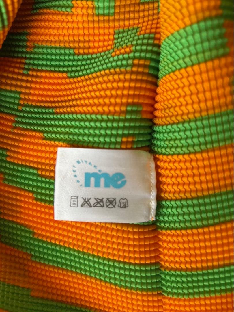 【美品】me ハイネックTシャツ オレンジ/グリーン ストライプ