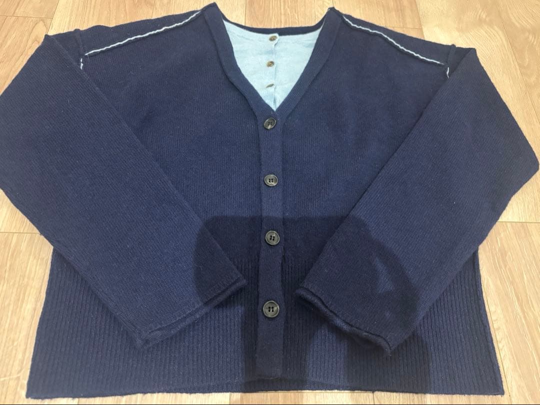 トップス PERVERZE Twin Layered KnitCardigan/Navy