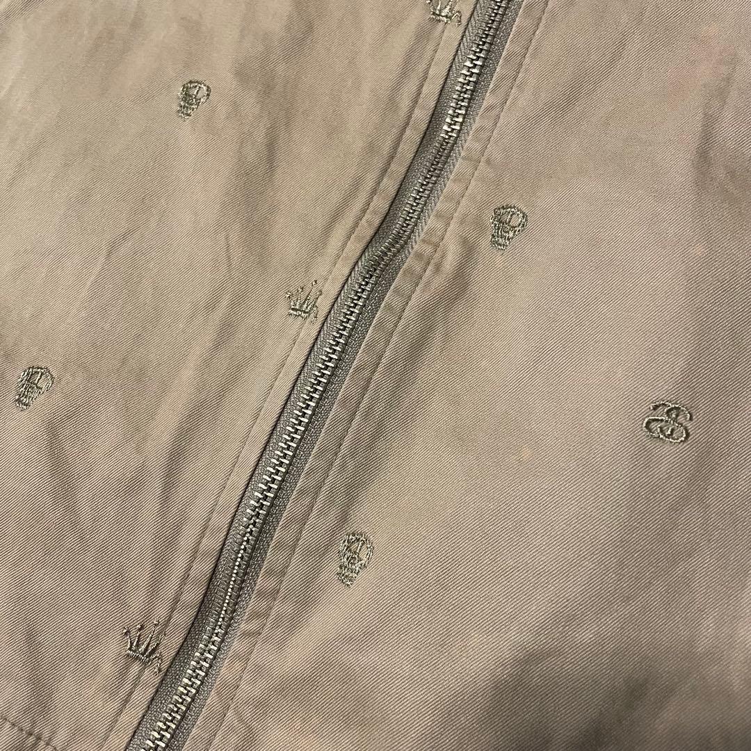 00s stussy 総柄刺繍　ドリズラージャケット　スカル　折れクラウン